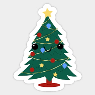 Cutey Face Decorated Christmas Tree Sticker